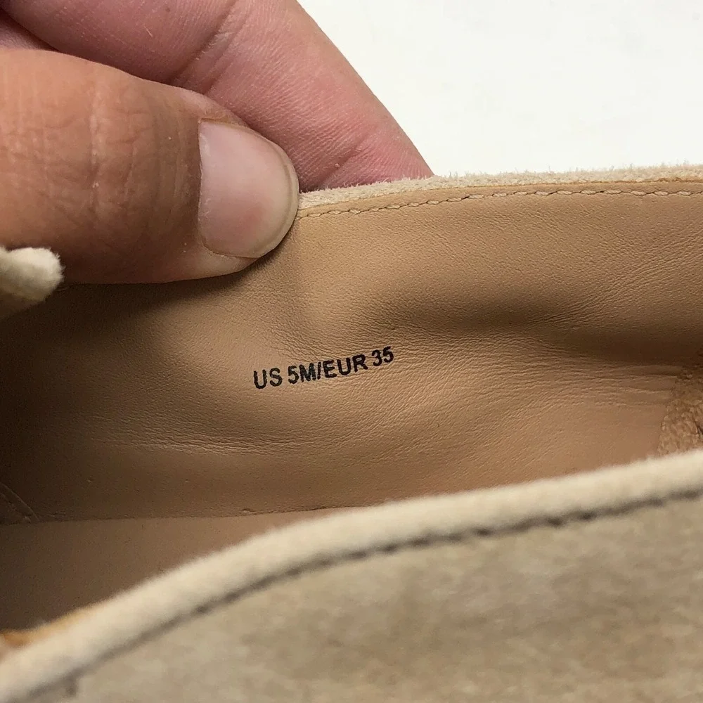 Vince Upton Espadrilles Platform Flats Womens 5 Cappuccino Beige Suede Leather